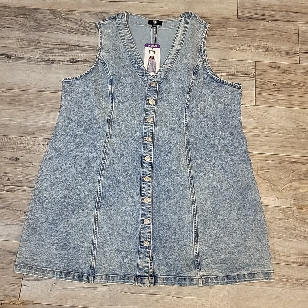 Frye Light Blue Denim Button-Front Mini Dress